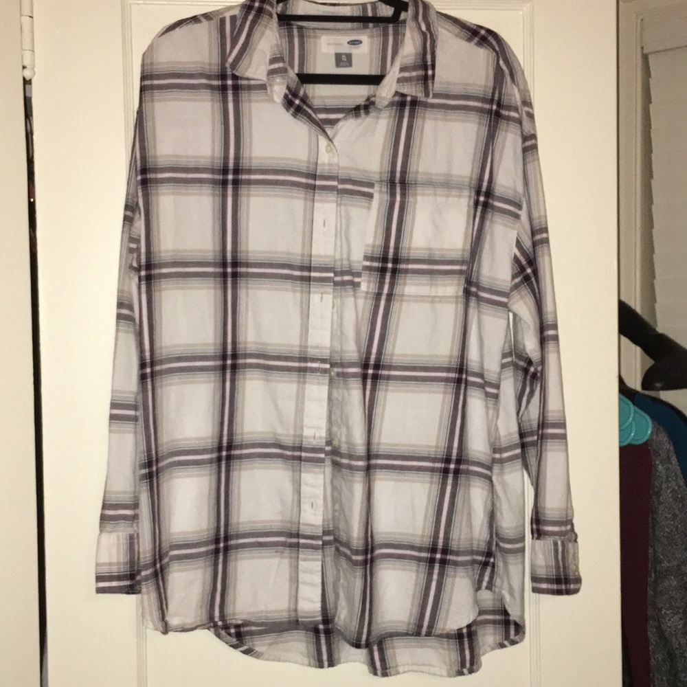 White and purple flannel